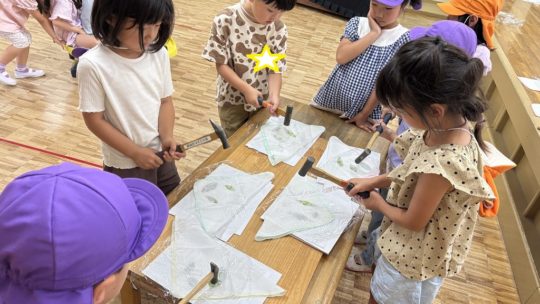 年長　たたき染め＆第二回味噌汁パーティー①